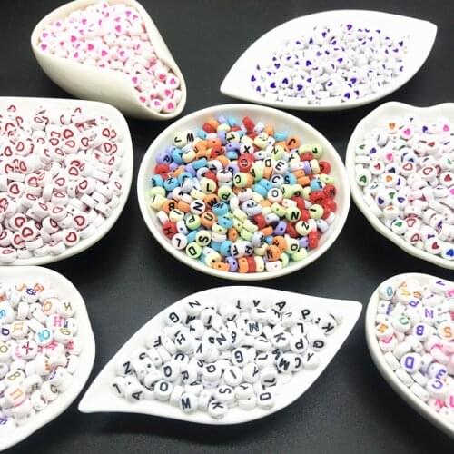 100Pcs 4x7mm Jewelry Love Acrylic Flat Round English Letters Russian Letter Beads For Jewelry Making DIY Bracelet necklace