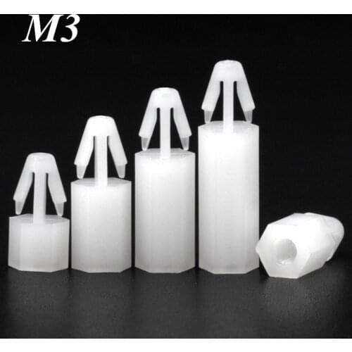 100pcs M3 PCB Board Spacer Button Hex Push-in Nylon Post for Locking Circuit Board Support Fixed Plastic Standoff Spacer Pillar