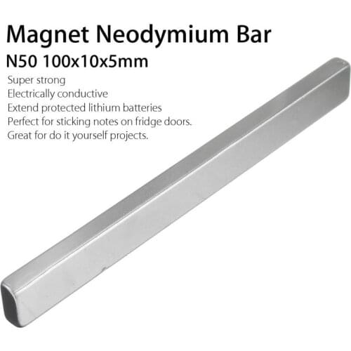 2Pcs N50 Rectangle Strong Block Neodymium Rare Earth Magnet Bars 100x10x5mm DIY Magnetic Materials