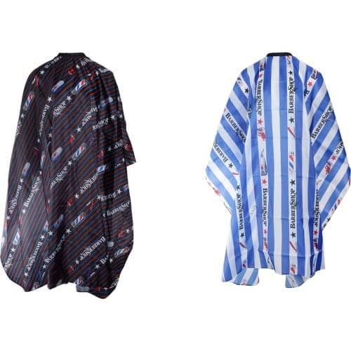 2 Pack Lightweight Salon Hair Cutting Cape Pro Barber Hairdressing Apron Blue-White and Black