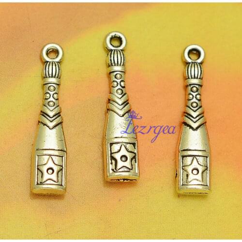 25pcs/lot--3x4x26mm, Antique silver plated 3d winebottle charms,DIY supplies,Jewelry accessories
