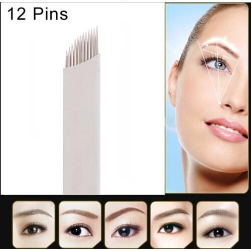 50pcs/lot 0.25mm 12Pin Blades Permanent Makeup Microblading Needles Manual Tattoo Machine 3d Pen For Eyebrows Forever Make up