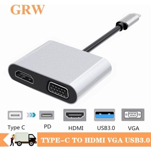 USB 3.1 to HDMI 4K Adapter VGA USB 3.0 Audio video Converter 4 in 1 USB C HDMI PD Fast charger for Macbook pro Samsung S9 S10