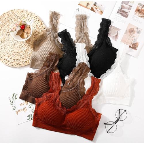 Sexy Lace Basic Crop Bras Women Seamless Bralette Push Up Bra Sports Padded Vest Comfortable Lingerie Underwear