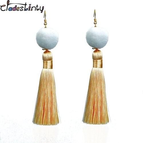 Chadestinty Multicolor Long Tassel Dangle Drop Earring For Women Chinese Fringed Jewelry Hanging Earing