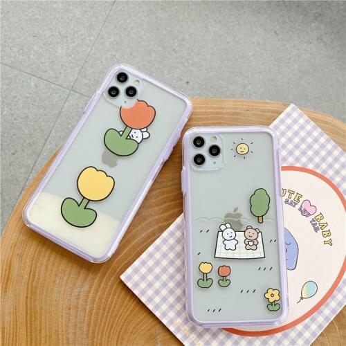 Retro kawaii Bunny bear friends game japanese Phone Case For iPhone 11 Pro Max Xr Xs Max 7 8 Plus X 7Plus case Cute Soft cover