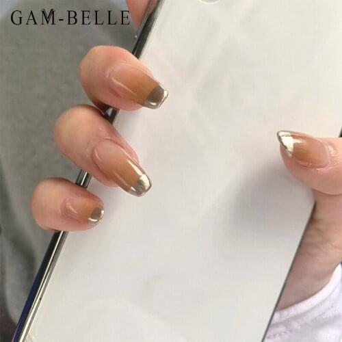 GAM-BELLE 24pcs/Set Detachable Long Ballerina Fake Nails Gradient Full Cover False Press On Nail Art Tips Beauty Manicure Tools