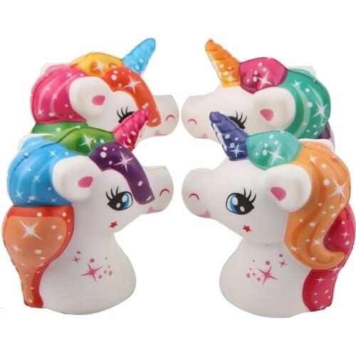 Jumbo Colorful Unicorn Horse Squishy Cute Animal Bread Cake Scented Squishie Slow Rising Soft Squeeze Toy Fun for Kid Xmas Gift