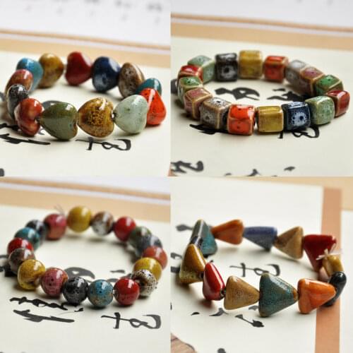 Ceramic bracelet colorful enamel bead bracelet diy handmade forest series ladies fashion bracelet AAA Quality