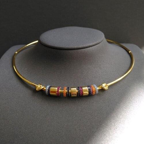 S925 sterling silver February new arrival rainbow collar female color diamond golden yellow smart ring clavicle chain