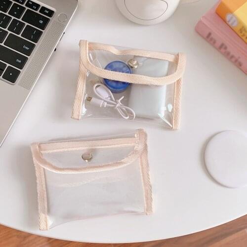 Korea Kawaii Transparent ID Card Holder Coin Purse Makeup Bag Card Pouch Organizer Case Storage Bag Wallet Credit Card Holder