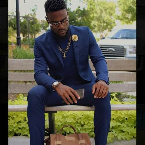 Handsome Royal Blue Mens 3 Piece Suit Slim Fit Best Men Groom Pants Suits Tailored Fit Prom Party Wedding Tuxedos