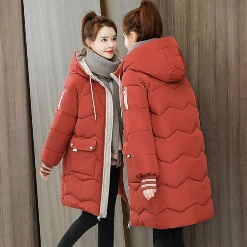 Oversize Women Winter Jacket Hooded Solid Cotton Padded Female Coat Winter Women Warm Thick Zipper Long Parkas