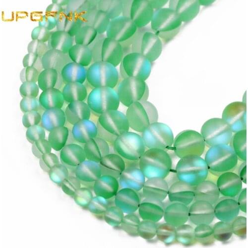 Matte Green Flash Crystal MoonStone Glitte Round Labradorite Loose Stone Beads For Jewelry Making DIY Bracelet Necklace 6/8/10mm