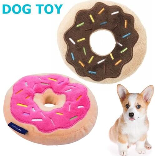 Soft Donuts Dog Plush Toys Bite Resistance Funny Cute Puppy Toys For Small Medium Big Interactive Dogs Chew Toy Pet Supplies