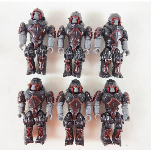 Lot of 6pcs Mega Construx HALO Black Brute Minor from ODST Squad Ambush Set Building Toy