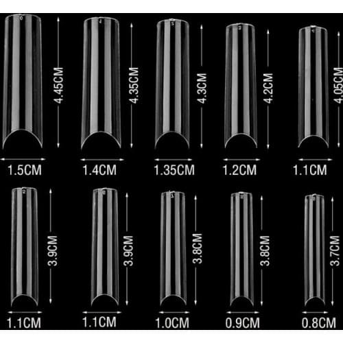 20Set/Lot 500Pcs/Set Fake False Nails Half Paste Extra-Long C-Pipe DIY Extension Nail Patch Transparent Manicure Tools HA2286