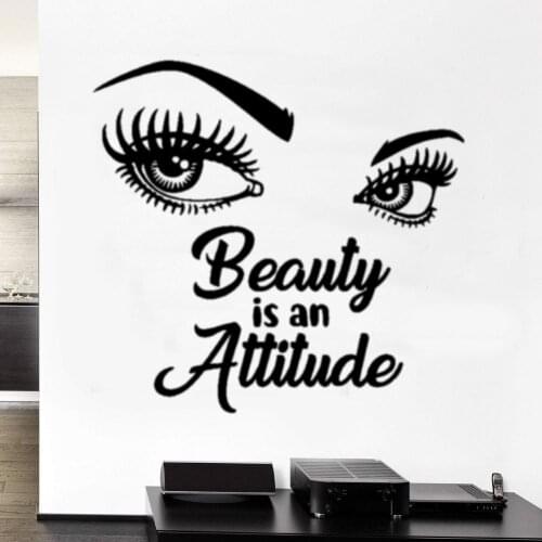Beauty Is An Attitude Eyebrow Silhouette Wall Sticker Vinyl Decal For Beauty Salon Decoration A001652