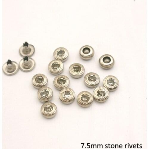 Wholesale 7.5mm 300sets brass rhinestone rivets arcylic stone rivets nail Silver diamond rivets ZD-012