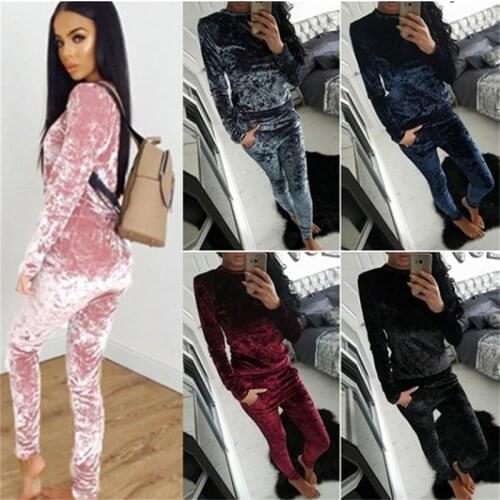Autumn Women Warm Velvet 2 Two Piece Set Tracksuit Velor Smooth Soft Home Suit Women Fitness Set