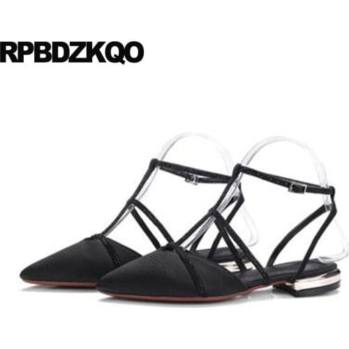 Pointed Rhinestone Gladiator Sandals Closed Toe Shoes Flat Black Crystal T Strap Rose Gold Wedding Satin Diamond Strappy Women