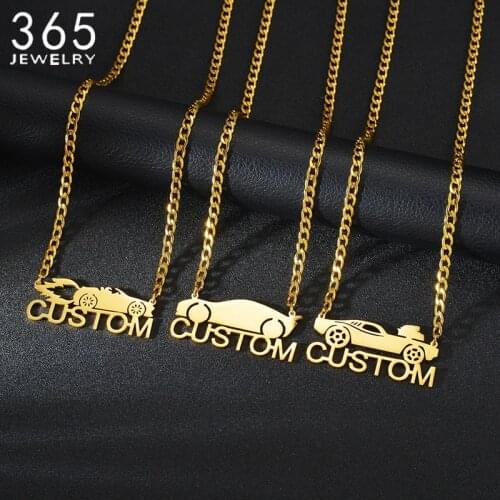 Stainless Steel Custom Name Necklace For Women Personalized Customized 5mm NK Chain Car Necklaces For Boy Men Jewelry Gift