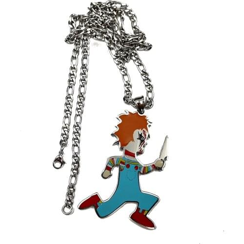 Large 2 in ICP Juggalo Chucky Charm Pendant Necklace For Mens stainless steel Hatchetman Jewelry NK Chain 4mm 24 inch