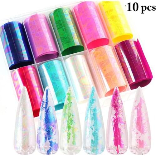 10 Rolls Nail Foil Transfer Sticker Fashion Sequin DIY Nail Decal Nail Sticker Water Tattoo for Manicures Nail Art Slider Decor