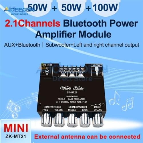 MT21 2.1 Channel Bluetooth 5.0 Subwoofer Amplifier Board 50WX2+100W Power Audio Stereo Amplifier Board Bass AMP AUX