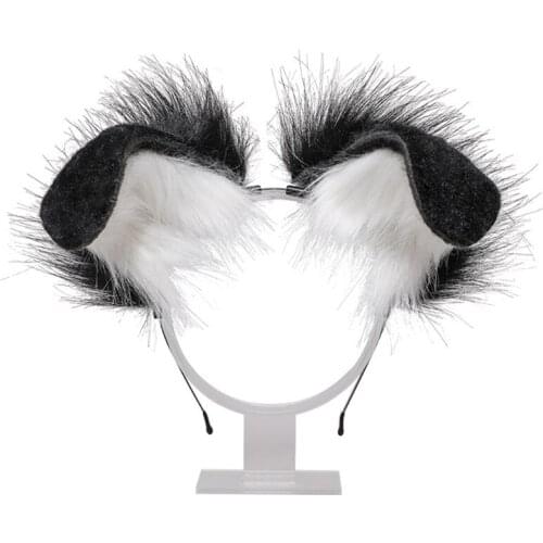 X5XE Plush Dog Ears Headbands Furry Animal Ears Headwear Kawaii Hair Hoop for Halloween Cosplay Headpiece Party Supplies
