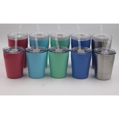 Quevinal 10pcs 12oz / 8.5oz tumbler wine glasses Stainless Steel Travel Vehicle Beer Mug non-Vacuum mugs kids mug with straw