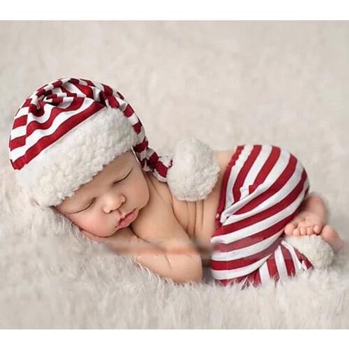 Newborn Photography Props Baby Romper Jumpsuit Christmas Hat Baby Photography Studio Shoots Prop Accessories