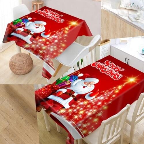 Merry Christmas Custom Table Cloth Oxford Fabric Rectangular Waterproof Oilproof Table Cover Family Party Tablecloth