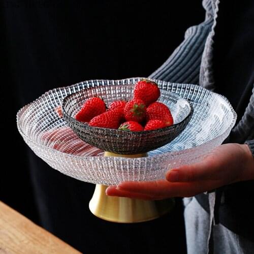 Light Luxury Fruit Plate Nordic Living Room Coffee Table Creative Glass Candy Bowl Snack Plate Kitchen Storage Supplies