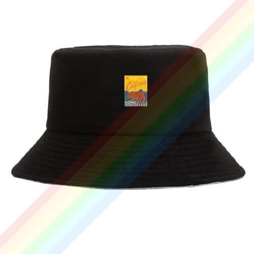 California Park Brown Bear Cotton Top Comfortable Bucket Cap Men Women Hiking Fishing Hat Two-side