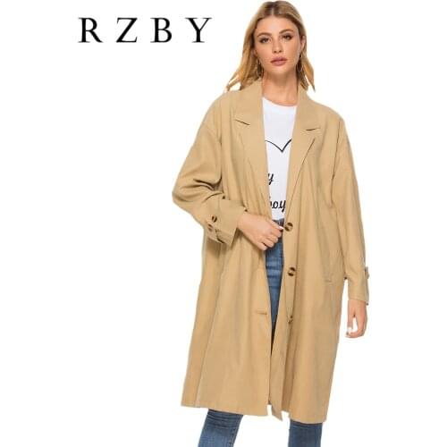 Autumn Women Abrigos Mujer Solid Femme Windbreaker Long Sleeve Single Button Thin Casacos Feminino Pockets Lady Clothing RZBY063