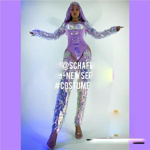 Nightclub GOGO Womens Purple Laser Costumes Party Dance Team Costume