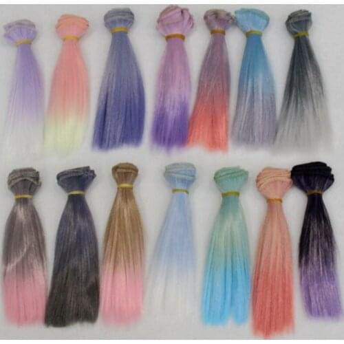 1pcs 15*100cm Doll Accessories Straight Synthetic Fiber Wig Hair For Doll Wigs High-temperature Wire for BJD SD Russian Doll