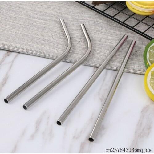 1000pcs Reusable Straws Drink Straws with Cleaner Brush Stainless Steel Metal Straw for Mugs 6*215mm