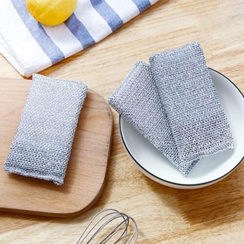 3Pcs/Set Kitchen Scrubbing Sponge Steel Wire Dish Brush Cleaner Scouring Pads