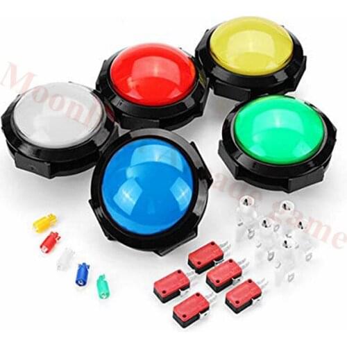 5PCS/Lot New 100mm Big Dome Shaped convex type 12V LED Illuminated Push Buttons Switch For Arcade Machine Games Parts