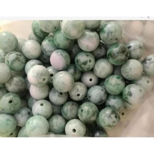 50 PCS Natural ICY Green Jade (Jadeite) 12mm Round DIY Loose Bead Wholesale
