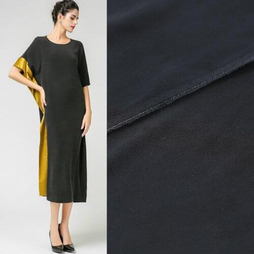 50x138cm black 100% mulberry silk crepe satin plain fabric sand washed silk shirt pants fabric cloth for dress material