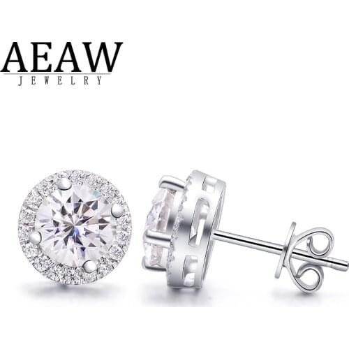 AEAW 2ctw DEF White Diamond Test Passed Moissanite Silver Earring Jewelry GemStone Girlfriend Gift Special Price for Women