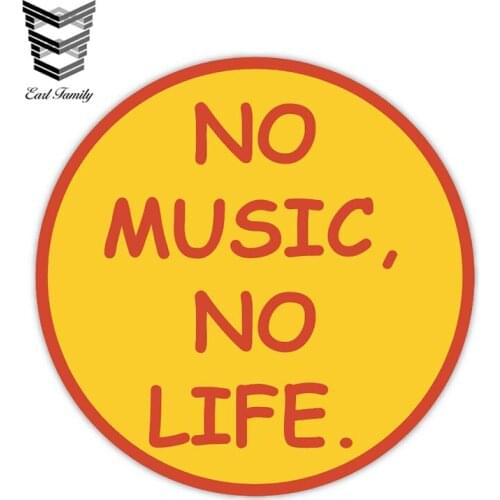 EARLFAMILY 12cm X 12cm Car Sticker No Music No Life Sticker Decal Funny Car Styling Sticker Waterproof Auto Motor Decor Graphics