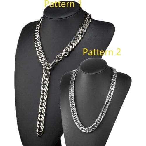 13/16/19/21MM Huge Heavy Adjustable Length Choker Tail Stainless Steel Silver Color Cuban Curb Chain Men Women Necklace/Bracelet
