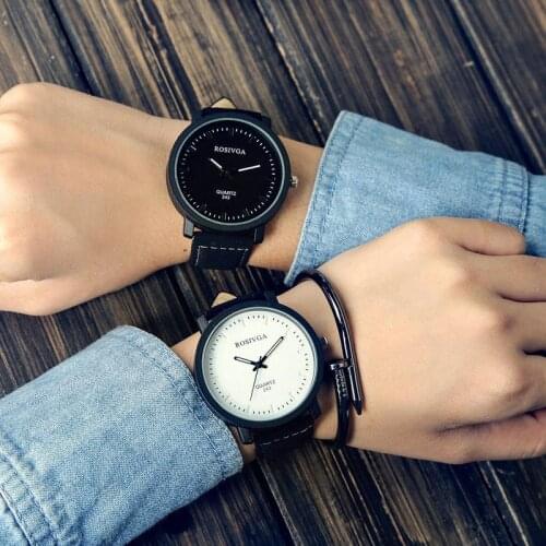 Unisex Watch Women Men Clock Quartz Analog PU Leather Strap Watches Relojes Wristwatches Yes or No LXH