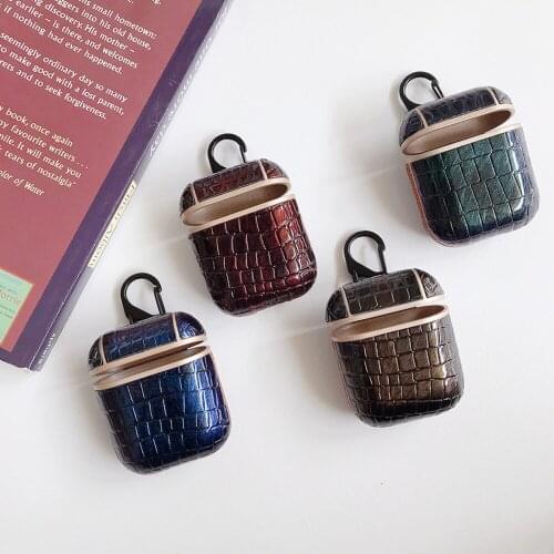 Stone Pattern Leather Case for AirPods Pro Shockproof Cover Earphone Portable Leather Back Cover Case with Keychain Hook Up