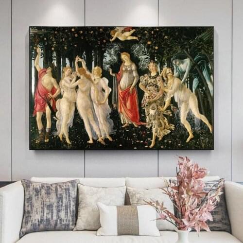 Famous Painting Spring by Sandro Botticelli, Wall Art Canvas Painting Print on Canvas Art Poster Decor Picture for Living Room