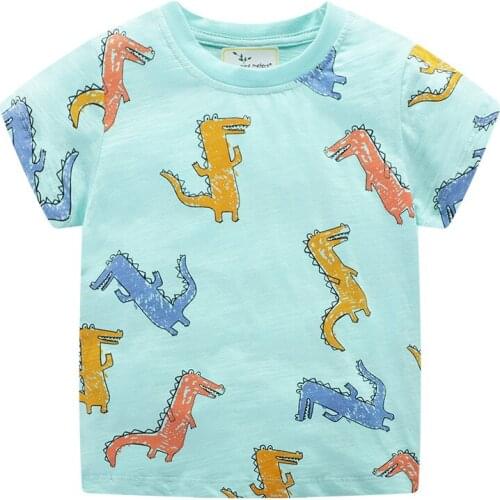 Jumping meters Boys Girls Summer Tees Tops Animals Printed Cotton Baby Clothes Boys T shirts for Kids Tops